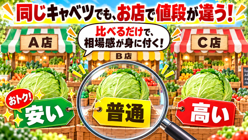 同じキャベツでも、お店で値段が違う