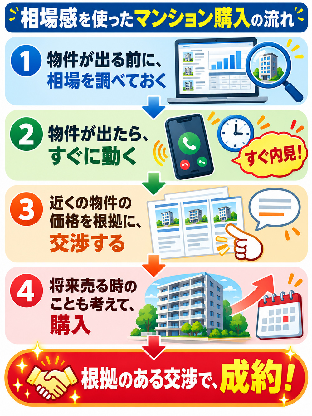 相場感を使ったマンション購入の流れ